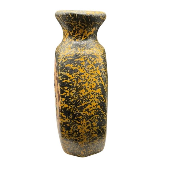 Handcrafted Tonala Pottery Vase With Bird Design Abstract Pattern Mexico 6.5"H - Picture 4 of 6